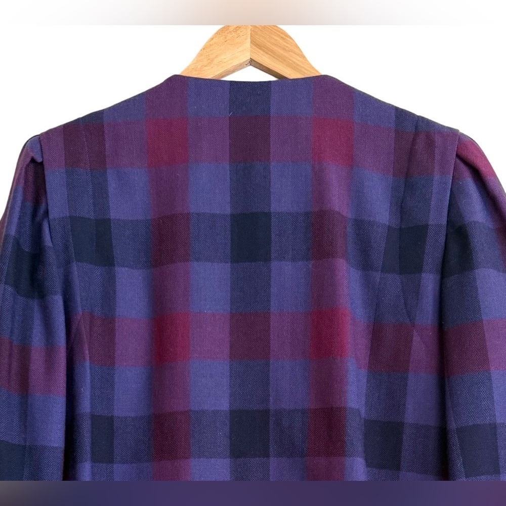 WILLIAM ROYCE 100% Pure Wool Vintage 70’s Colorful Structured Plaid Jacket Sz 14 - Picture 4 of 10
